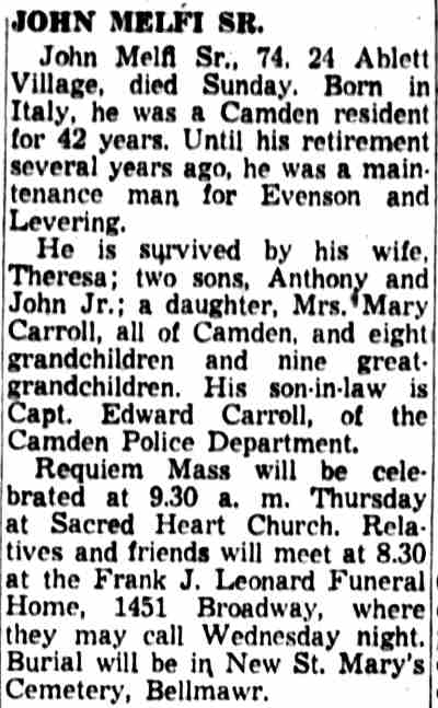 Camden Courier-Post, December 11, 1956 — Inspector Carroll