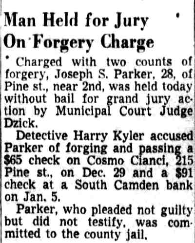 Camden Courier-Post, January 12, 1953 — Harry Kyler