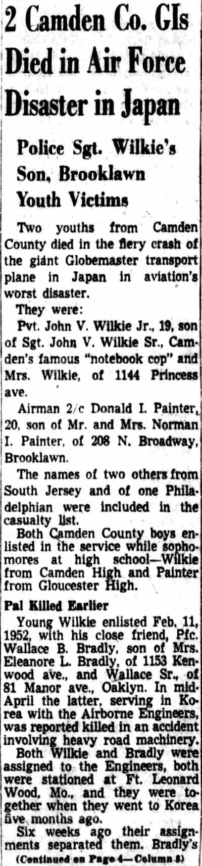2 Camden Co. GIs Died in Air Force Disaster in Japan, Camden Courier-Post, June 20, 1953