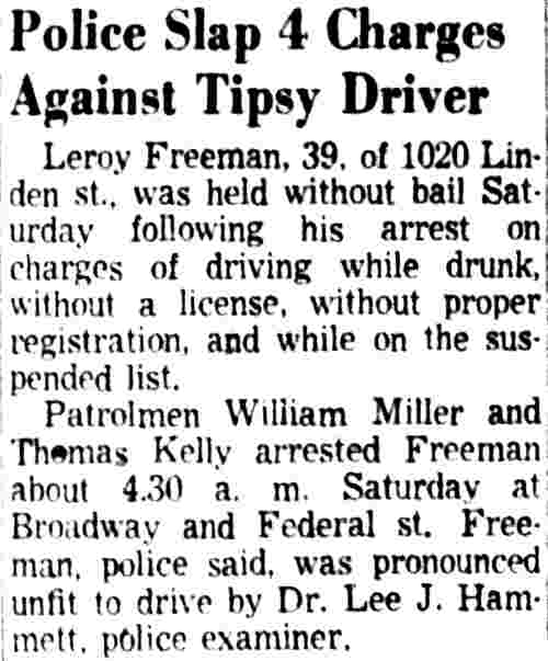 Camden Courier-Post, February 1, 1954 — Police Slap 4 Charges Against Tipsy Driver