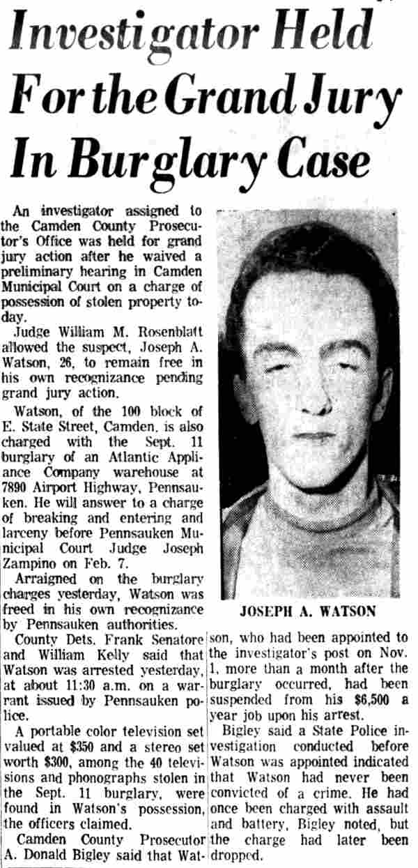 Investigator Held For the Grand Jury In Burglary Case, January 25, 1972