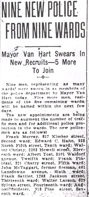 Nine New Police From Nine Wards - Camden Daily Courier, July 6, 1922