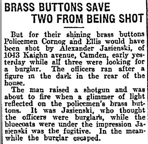 Camden police article, Philadelphia Inquirer, March 20, 1914