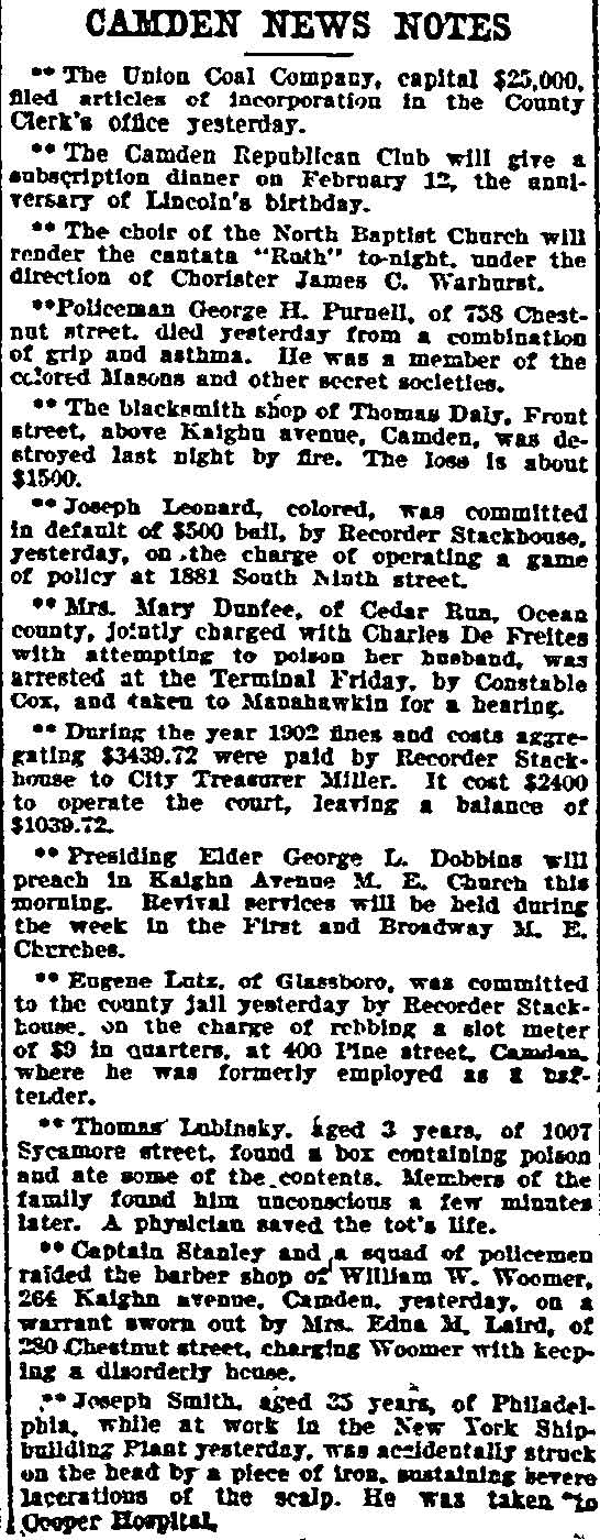 Philadelphia Inquirer February 1, 1903