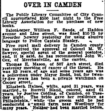 Philadelphia Inquirer, August 16, 1900