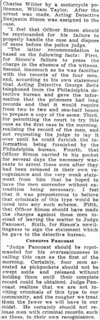 Police Censured in Pickpocket Case (continued), Camden Courier-Post, June 4, 1932