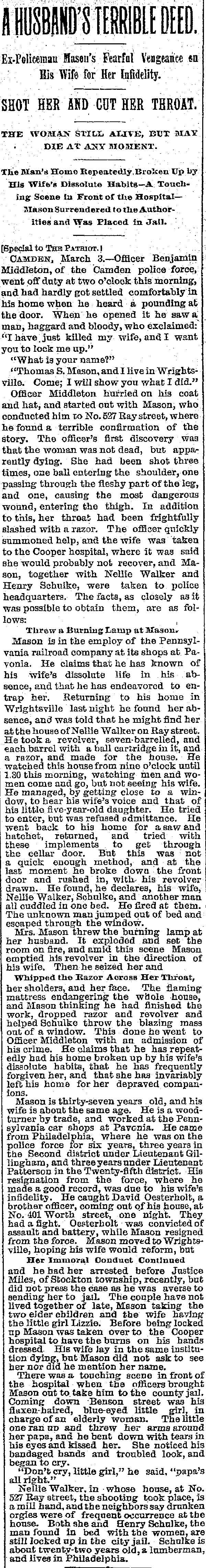 A Husband's Terrible Deed — Camden Patriot, March 4, 1892