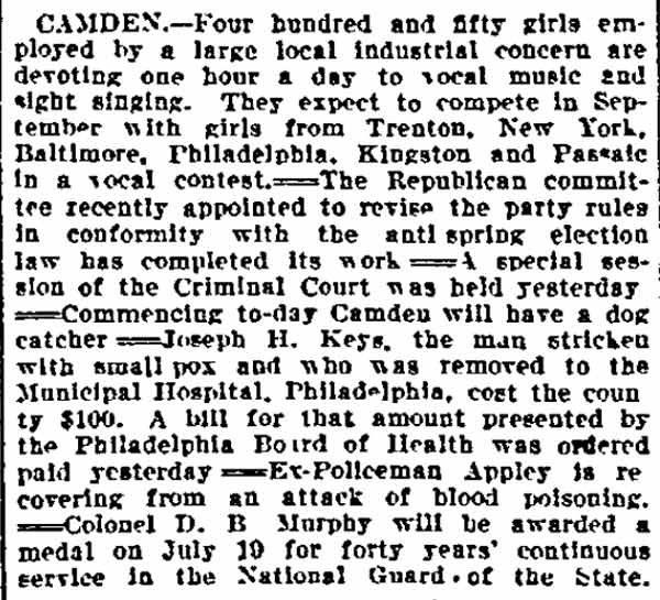 Philadelphia Inquirer, July 11, 1901