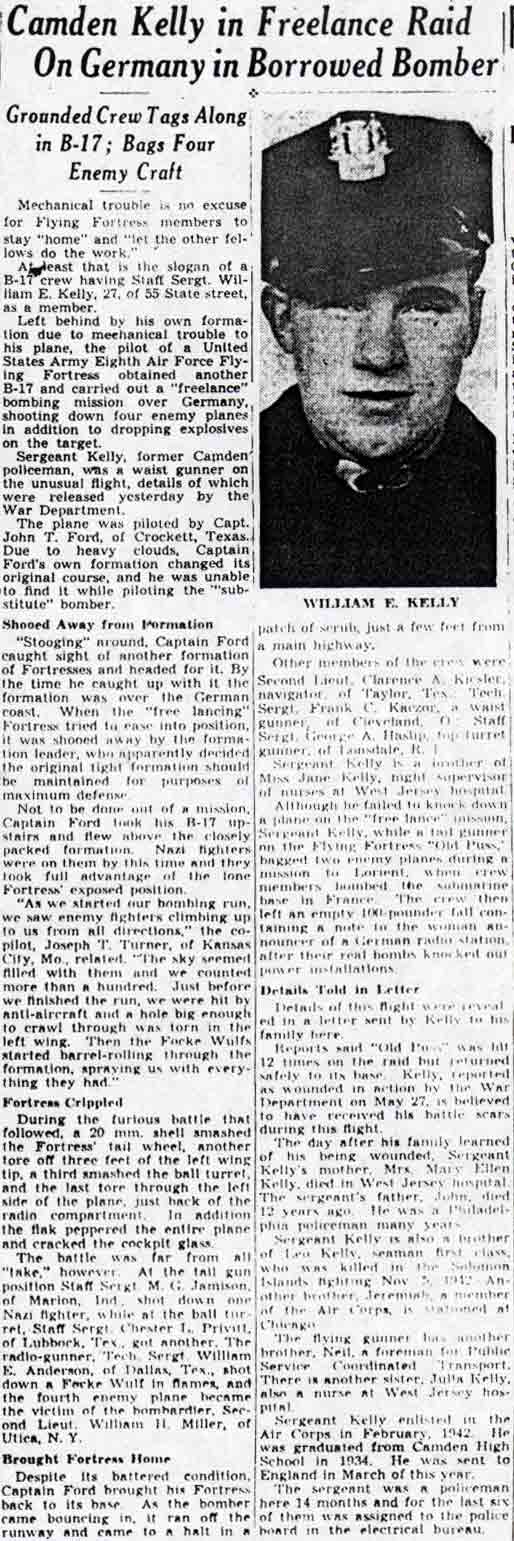Camden WWII roll of honor featuring William Kelly