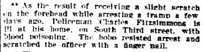 Philadelphia Inquirer, January 12, 1906, article mentioning Detective Fitzsimmons