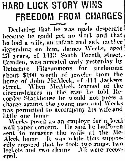 Philadelphia Inquirer, March 7, 1915, article about Detective Fitzsimmons on South 4th and Jackson Streets (click for PDF)