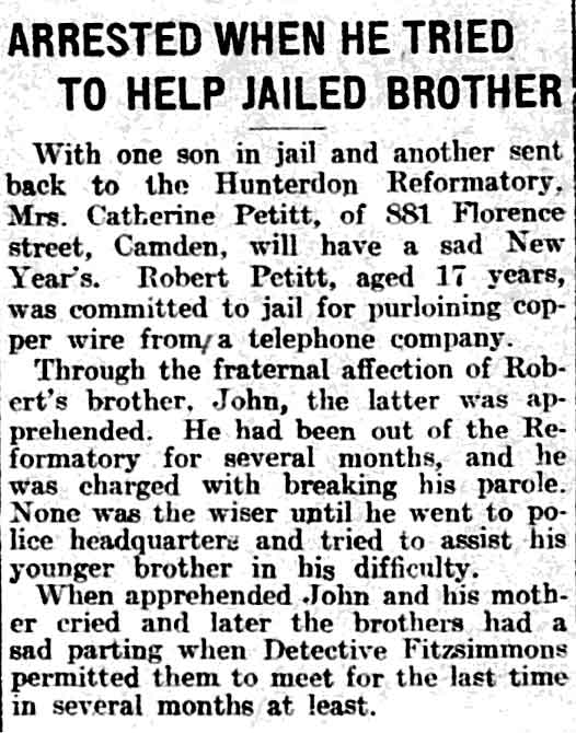 Philadelphia Inquirer article related to 881 Florence Street, January 1, 1914