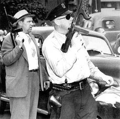 Detective William Kelly and Officer Charles Hance during the Howard Unruh standoff, September 5, 1949