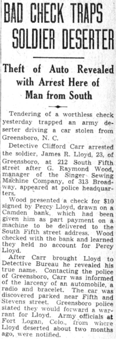 Camden Courier-Post, July 30, 1941 — Clifford Carr