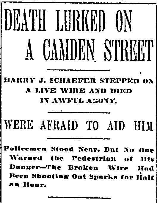 Philadelphia Inquirer, January 7, 1898 — Death Lurked on a Camden Street headline
