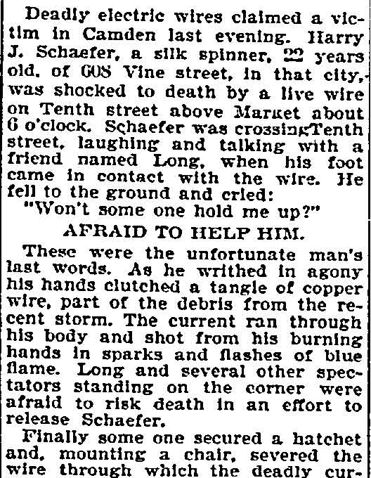 Philadelphia Inquirer, January 7, 1898 — Death Lurked on a Camden Street, part 2