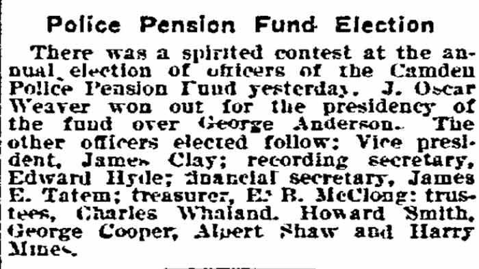 Philadelphia Inquirer, January 14, 1910 — Camden police officers