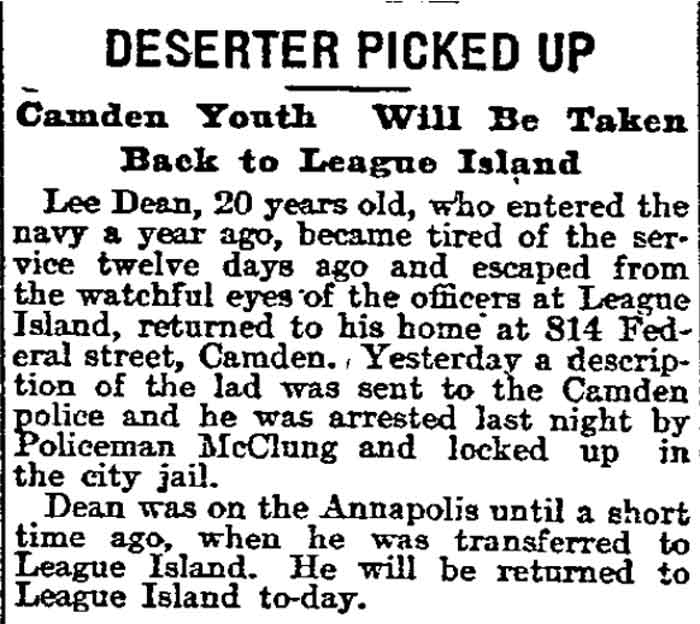 Philadelphia Inquirer, May 29, 1898 — Deserter Picked Up