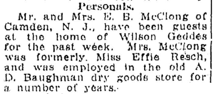 Jackson Citizen, July 4, 1919 — Personals notice about Mr. and Mrs. E.B. McClong