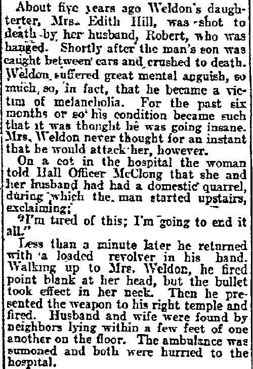Philadelphia Inquirer, November 5, 1906 — Sent Bullet in Head After Shooting Wife body text