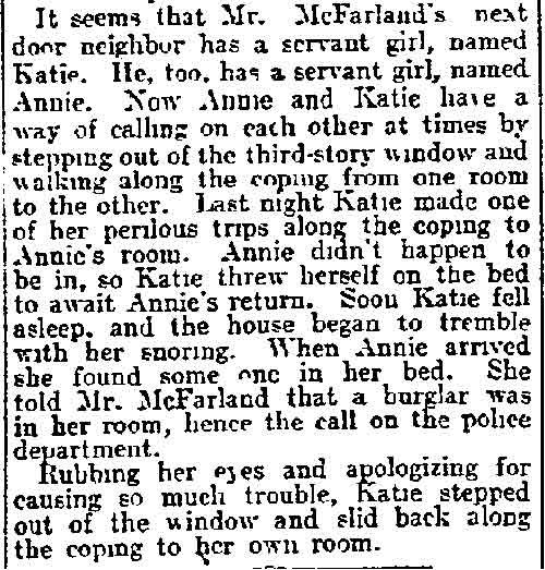 Philadelphia Inquirer, November 7, 1904 — She Fell Asleep in Servant's Bed body text