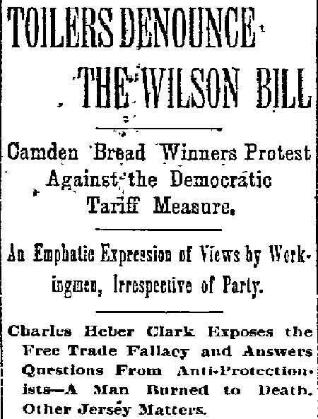 Philadelphia Inquirer, December 31, 1893 — Toilers Denounce the Wilson Bill headline