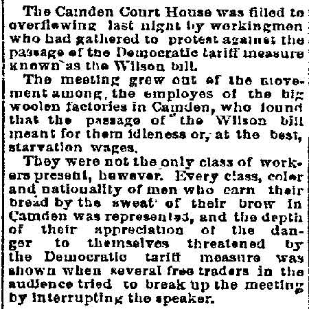 Philadelphia Inquirer, December 31, 1893 — Toilers Denounce the Wilson Bill body text