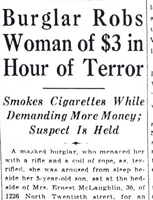 Burglar Robs Woman of $3 in Hour of Terror — column 1