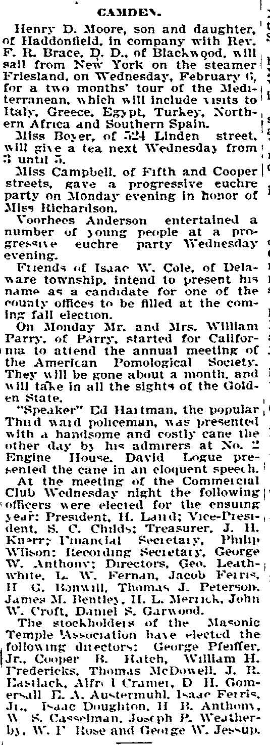 Philadelphia Inquirer January 3, 1895 — Camden