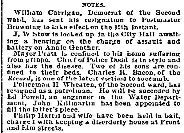 Philadelphia Inquirer, January 2, 1890 — new Camden police appointments