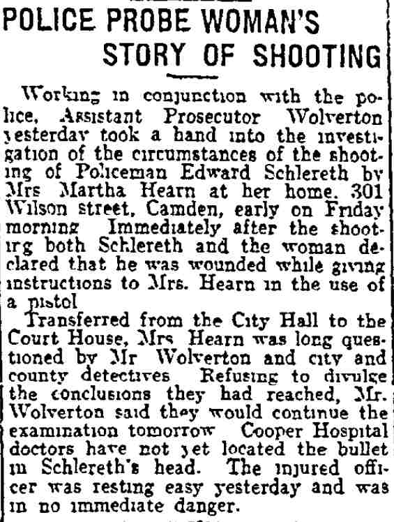 Philadelphia Inquirer, August 18, 1912 — Police Probe Woman's Story of Shooting