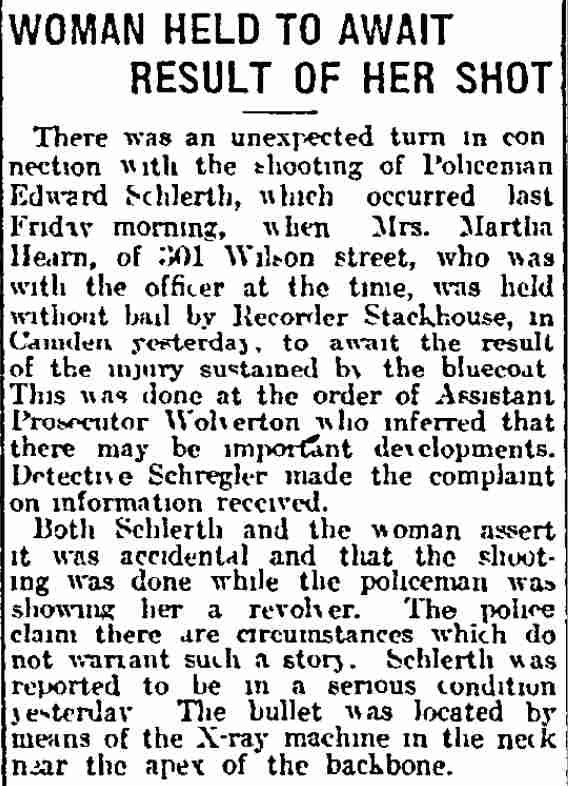 Philadelphia Inquirer, August 20, 1912 — Woman Held to Await Result of Her Shot