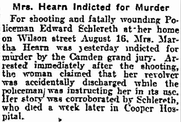 Philadelphia Inquirer, September 28, 1912 — Mrs. Hearn Indicted for Murder