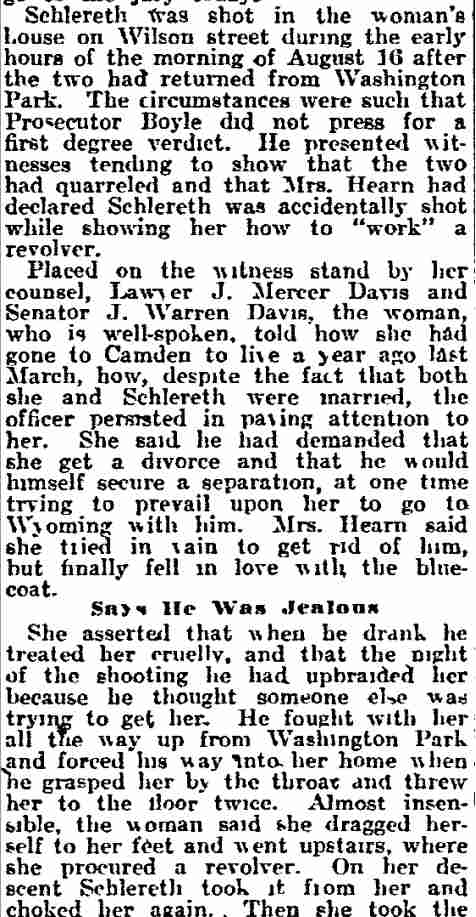 Philadelphia Inquirer, November 26, 1912 — Says She Killed to Save Herself, page two