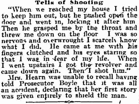Philadelphia Inquirer, November 26, 1912 — Says She Killed to Save Herself, page four