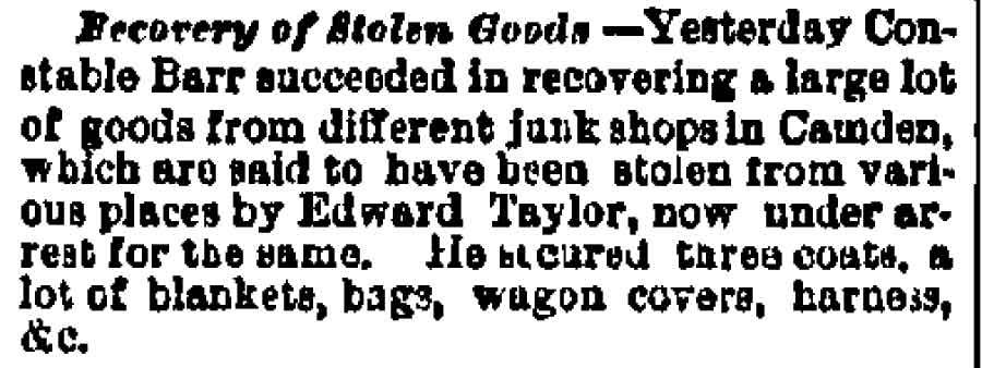Philadelphia Inquirer, April 9, 1880 — Recovery of Stolen Goods