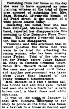 Camden Courier-Post, February 27, 1928 — Woman Witness Kidnapped