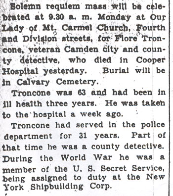 Camden Evening Courier, December 11, 1936 — Troncone obituary clipping, part 2