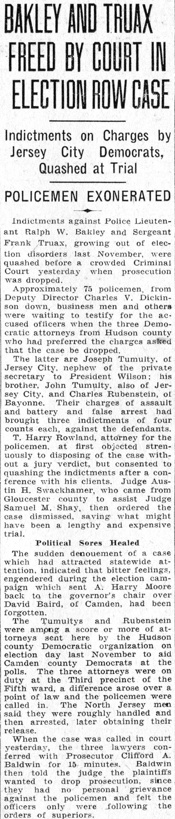 Bakley and Truax freed, June 8, 1932
