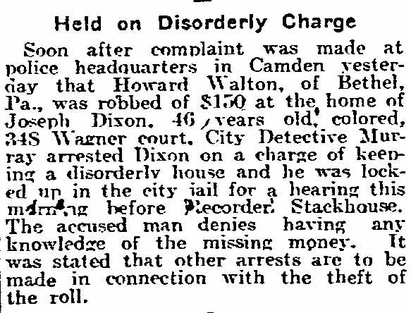 Held on Disorderly Charge — Detective Murray arrests Joseph Dixon