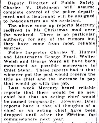 Camden Evening Courier December 15, 1930 — police promotions panel