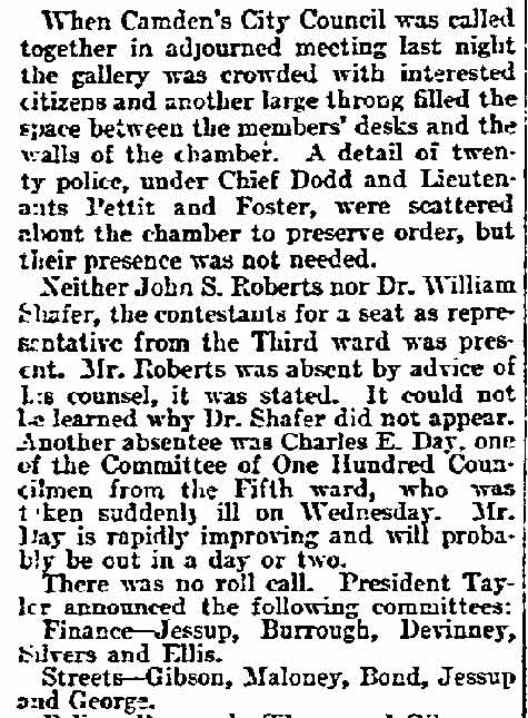 Philadelphia Inquirer, March 18, 1898 — Camden's Council Guarded by Police, page 2