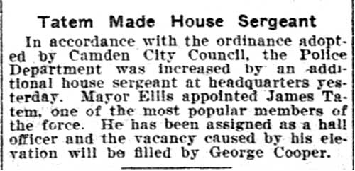 Philadelphia Inquirer, March 30, 1907 — Tatem Made House Sergeant