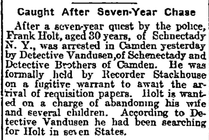 Caught After Seven-Year Chase - Philadelphia Inquirer, January 16, 1914