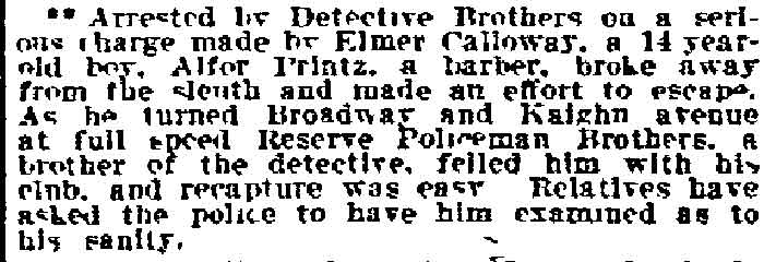 Barber Breaks Away from Detective - Philadelphia Inquirer, April 15, 1911