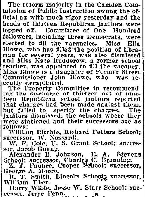 Thirteen Victims of the Reform Ax - Philadelphia Inquirer, June 19, 1898