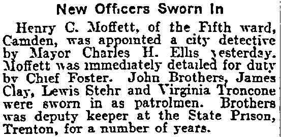 Philadelphia Inquirer, July 2, 1905 — police promotions clipping