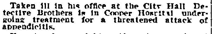 Detective Brothers Ill - Philadelphia Inquirer, August 5, 1916