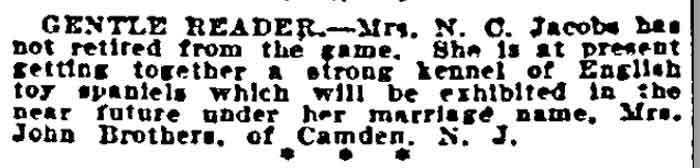 Mrs. N. C. Jacobs Now Mrs. John Brothers - Philadelphia Inquirer, October 1, 1922