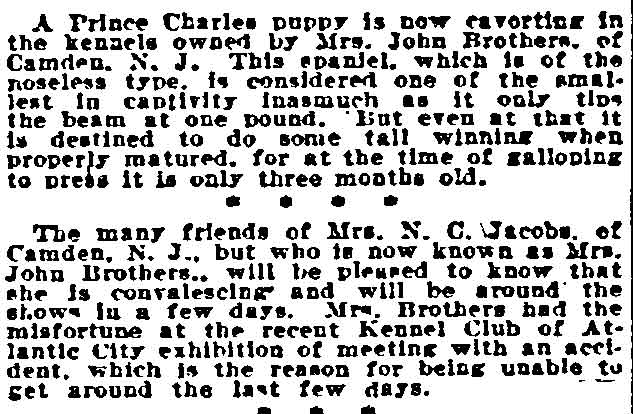 Mrs. Brothers’ Kennel Notes - Philadelphia Inquirer, October 15, 1922